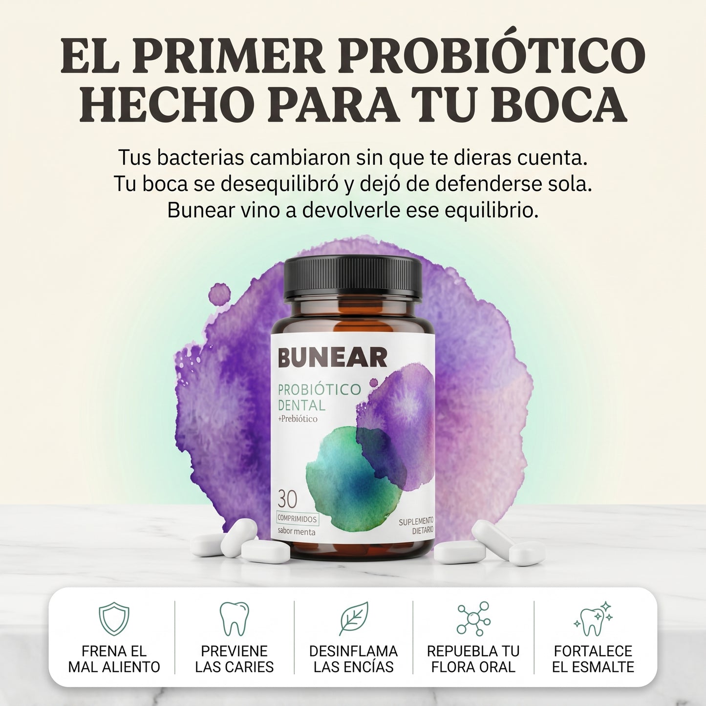 Bunear Probiótico Dental + Prebiótico — Sabor Menta